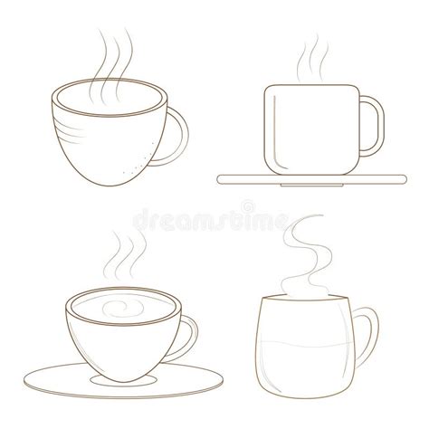 Coffee Cups With Steam Sketch Stock Vector Illustration Of Coffee