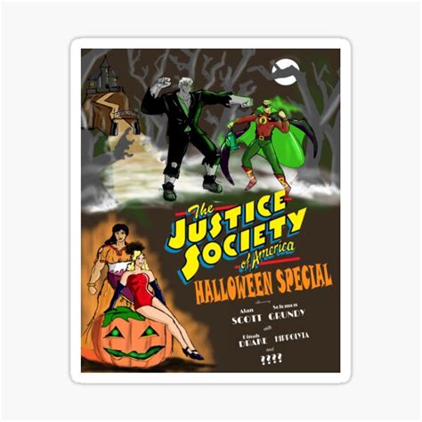 Jsa Halloween Cover Sticker By Macoygreco Redbubble