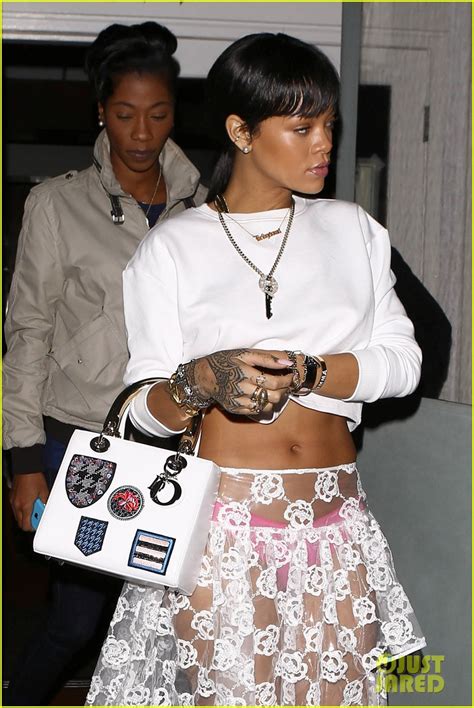 Rihannas Completely Sheer Skirt Puts Her Hot Pink Underwear In Full View Photo 3075920