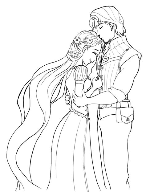 Rapunzel Is Very Happy Wedding Coloring Pages Princess Coloring