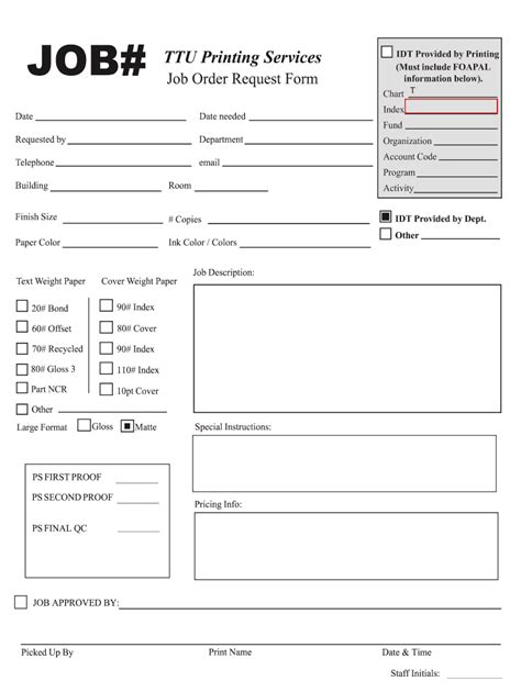 Printing Job Order Fill Out And Sign Printable Pdf Template Signnow