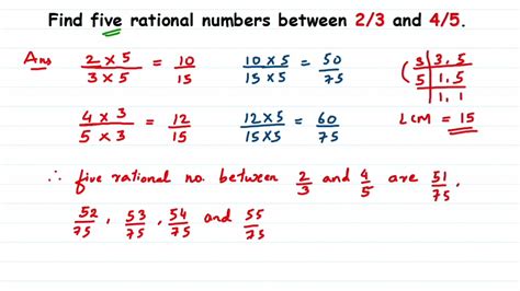 Find Five Rational Numbers Between 23 And 45rational Numbers Class