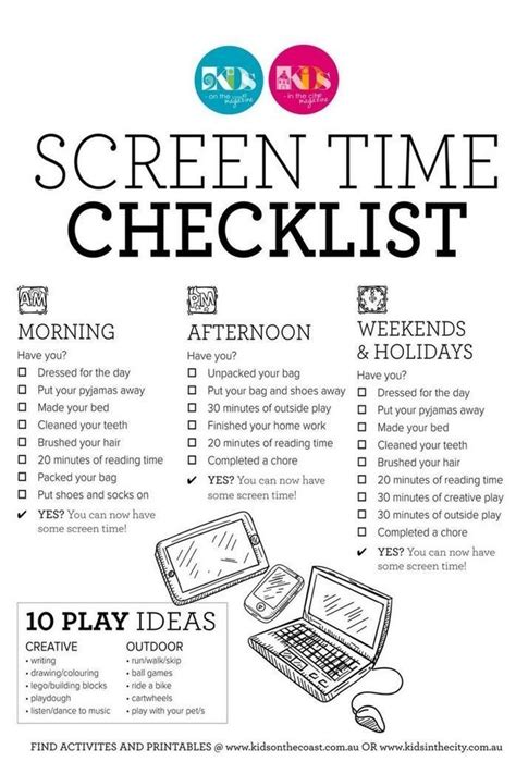 Screen Time Checklist Artofit