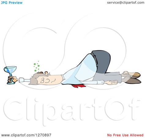 Clipart Of A Drunk White Business Man Passed Out On The Floor With His Butt Up In The Air