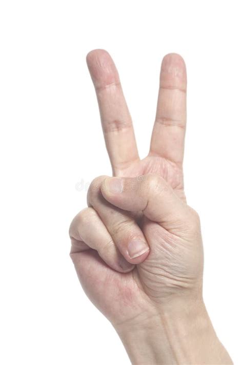 Man Hand Showing Victory Sign Gesture Stock Photo Image Of Human