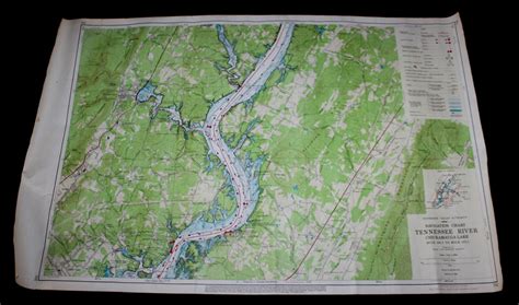 Купить 1968 Tennessee River Navigation Chart Map Chickamauga Lake БУ