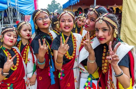 Nepalese Dancers In Beautiful Traditional Nepali Attire Editorial Photography Image Of Group