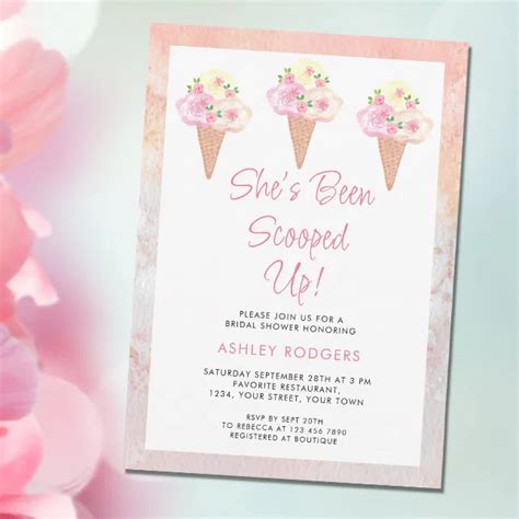 Shes Been Scooped Up Ice Cream Bridal Shower Invitation Zazzle