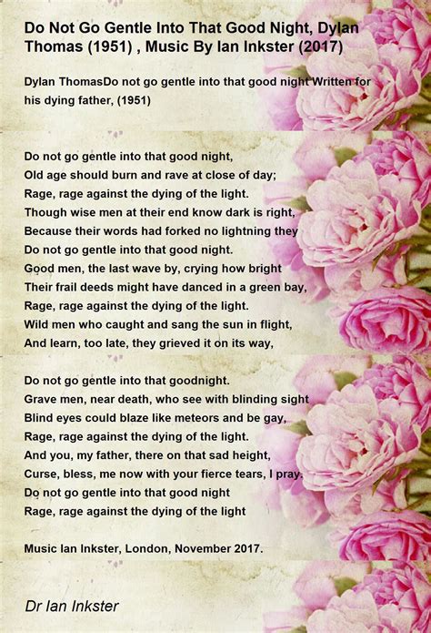 Do Not Go Gentle Into That Good Night Poem Formal