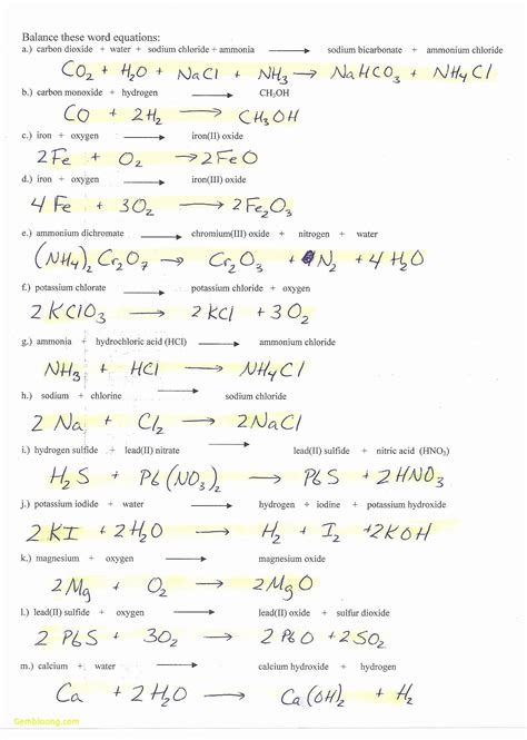 Limiting Reactant And Percent Yield Worksheets With Answers