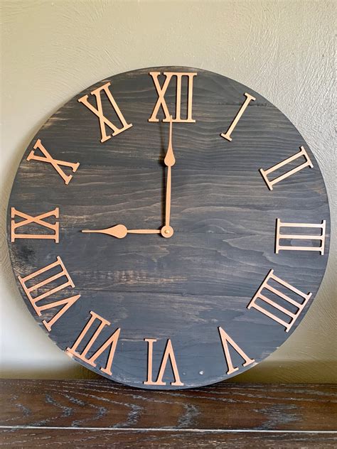 Rustic Black And Copper Distressed Wall Clock Extra Large Etsy