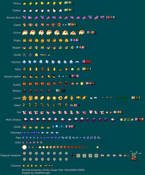 Ds Kirby Super Star Ultra Normal Enemies The Spriters Resource