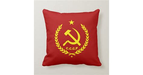 Cccp Communist Hammer And Sickle Badge Throw Pillow