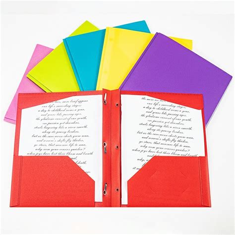 Durable A4 Assorted Colors Double Pocket Folder 6 Pack Pp Plastic Two