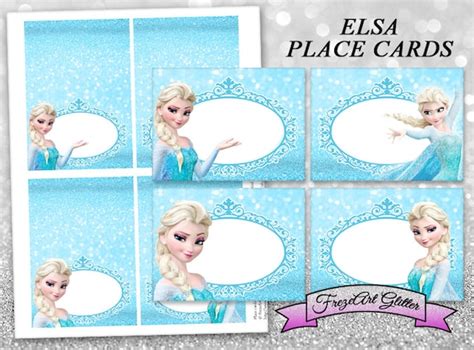 Frozen Elsa Place Cards Food Tents Table Cards By Frezeartglitter