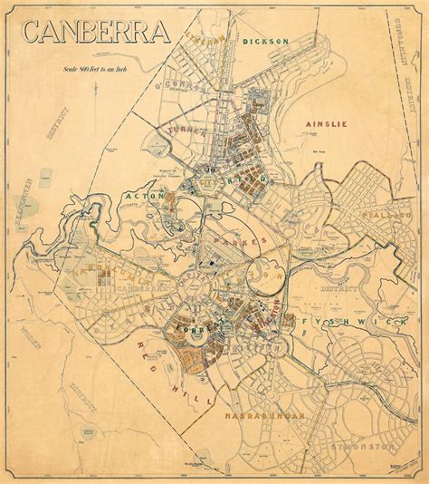 Map Of Canberra Giclee Reproduction Old Map Of Canberra Etsy