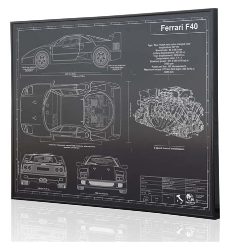 Ferrari F40 Laser Engraved Wall Art Poster Engraved On Metal Etsy