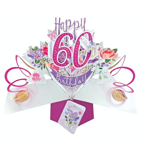 Female 60th Birthday Pop Up Greeting Card Cards