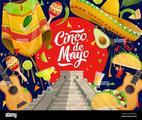 Cinco De Mayo Mexican Holiday Celebration Symbols Food And Drinks