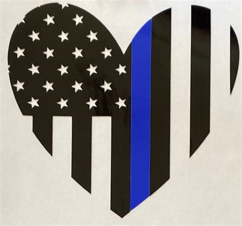Thin Blue Line Heart Flag Decal Thin Blue Line Law Etsy