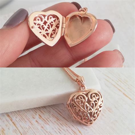 Rose Gold Vermeil Engraved Filigree Heart Locket Necklace The Perfect