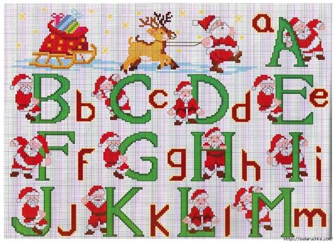 Find your next cross stitch project here!. Christmas alphabet A-M | Christmas cross stitch alphabet ...