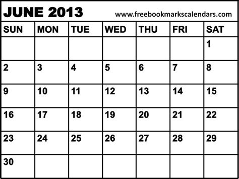 Free Printable Calendars 2016 Planner 2013 June Blank Calendar 2013 June