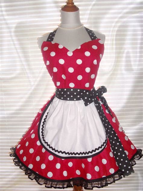 french maid apron pin up retro style costume apron flirty