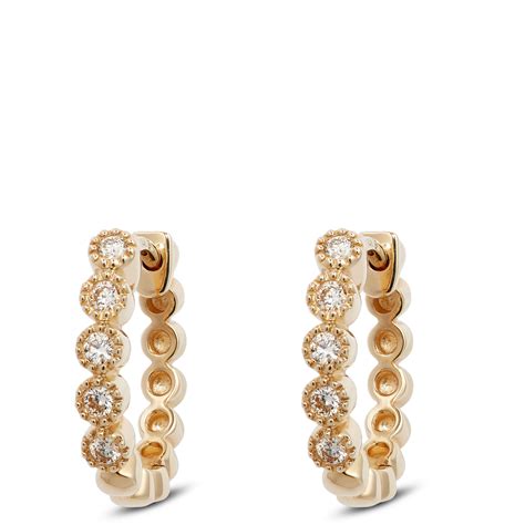 Bezel Set Diamond Huggie Hoop Earrings 14k Ben Bridge Jeweler