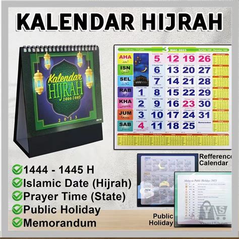 Year 2023 Kalendar Hijrah Table Calendar Desktop Flip Calendar Islamic