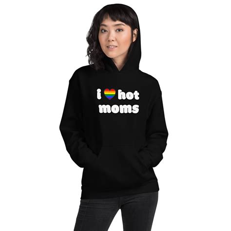 i love hot moms hoodie black pride heart i love hot moms