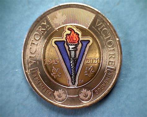 Canada 1945 2020 Toonie 2 Dollar Coin Colored Victory Commemorative Ww2