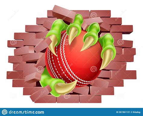 Cricket Ball Claw Breaking Through Wall Stock Vector Illustration Of