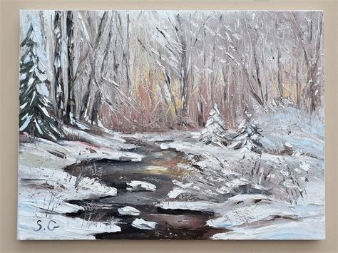 Winter Theme Original Oil Painting Landscape Impressionist Etsy