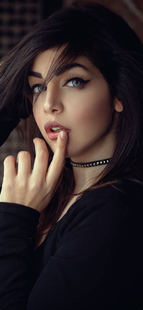 1242x2688 Blue Eyes Girl Finger On Lips Iphone Xs Max Hd 4k Wallpapers Images Backgrounds