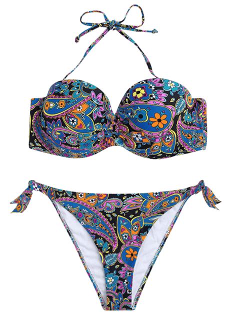 Ad Underwire Paisley Print Fuller Bust Bikini Set Multicolor Made