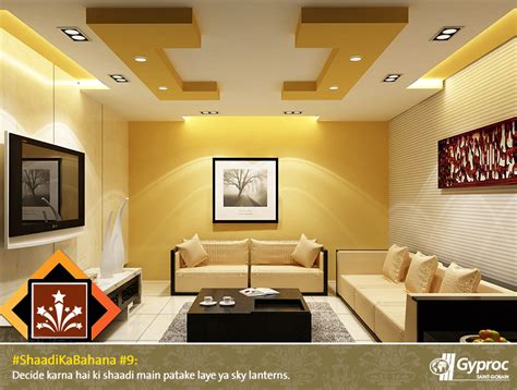 If you are to pursue a false ceiling design keep in mind that the ceiling plan can be isolated. Pin by Gyproc India on Shaadi Ka Bahana | Ceiling design ...