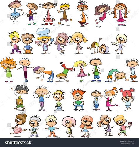 Cute Happy Cartoon Doodle Kids Stock Vector Illustration