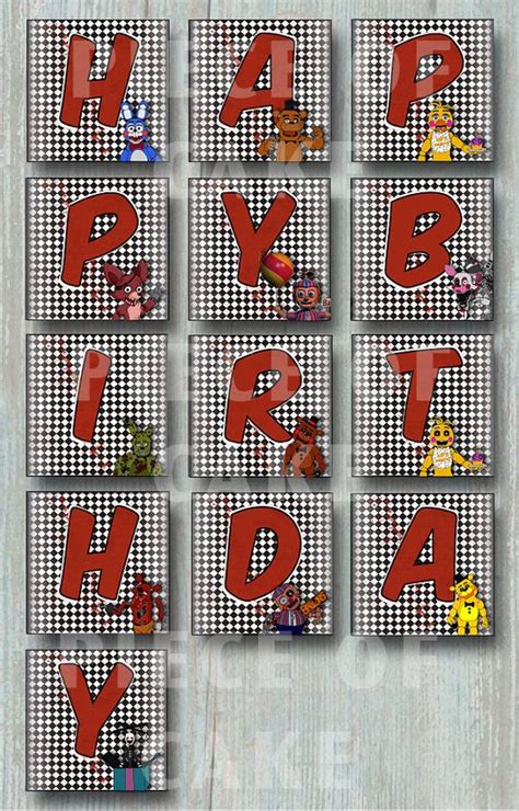 Five Night S At Freddy S Happy Birthday By Pieceofcakepartyplan Happy Birthday Banner Printable