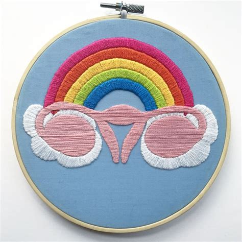 Embroidery Pattern With Sunglasses And Rainbow