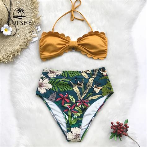 Buy Cupshe Yellow And Floral Tropical Print High
