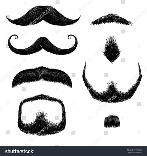 Mustaches Set Hand Drawing Stock Vector Royalty Free 719350804