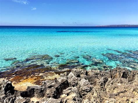 Beatiful Sunny Beach Day In Formentera Spain Stock Image