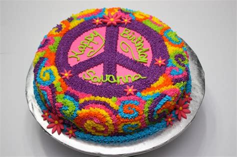 Peace Sign Tie Dye — Birthday Cakes Peace Sign Cakes Tie Dye Cakes
