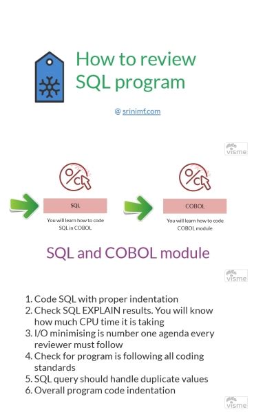 Checklist To Review Sql Queries In Cobol 5 Guidelines Srinimf