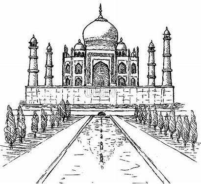 Taj Mahal Coloring India Agra Netart Sketch