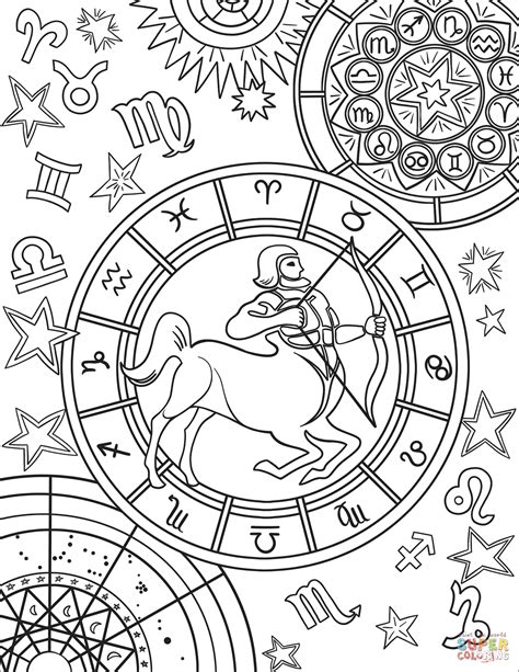 Like the king of the jungle, the leo male/female has a distinct grace and dignity of character. Sagittarius Zodiac Sign coloring page | Free Printable ...