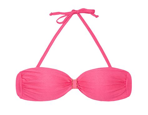 Satin Finish Pink Bandeau Style Swimsuit Top Soutien Mina Pink