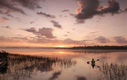Canoe Wallpapers Desktop Sunset Lake Nature River