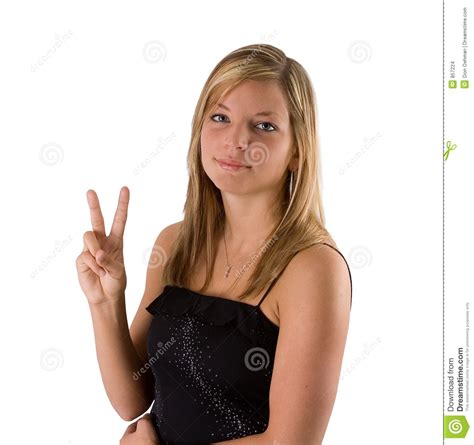 Young Blonde Woman Holding Two Fingers Stock Images Image 857224